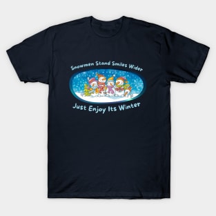 Winter's Grinning Snowmen: Enjoy the Season T-Shirt